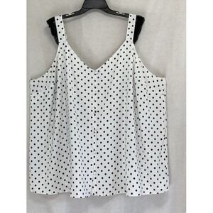 Torrid Polka Dot Tank Top 5X Black White‎ Coquette Lace Strap Plus Size